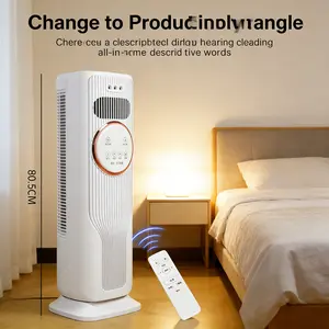 Low Noise Bladeless All Season Tower Air Circulator, Combo Cooler & Heater with Remote, Ice Box Insert for Cool Wind, Portable Standing Fan for Home Daily Use