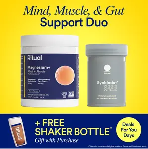 Ritual’s Mind, Muscle, & Gut Support Duo with Magnesium+ Drink Mix for Mind and Muscle Relaxation and Synbiotic+ for Daily Gut Health Support, 30 Day Supply
