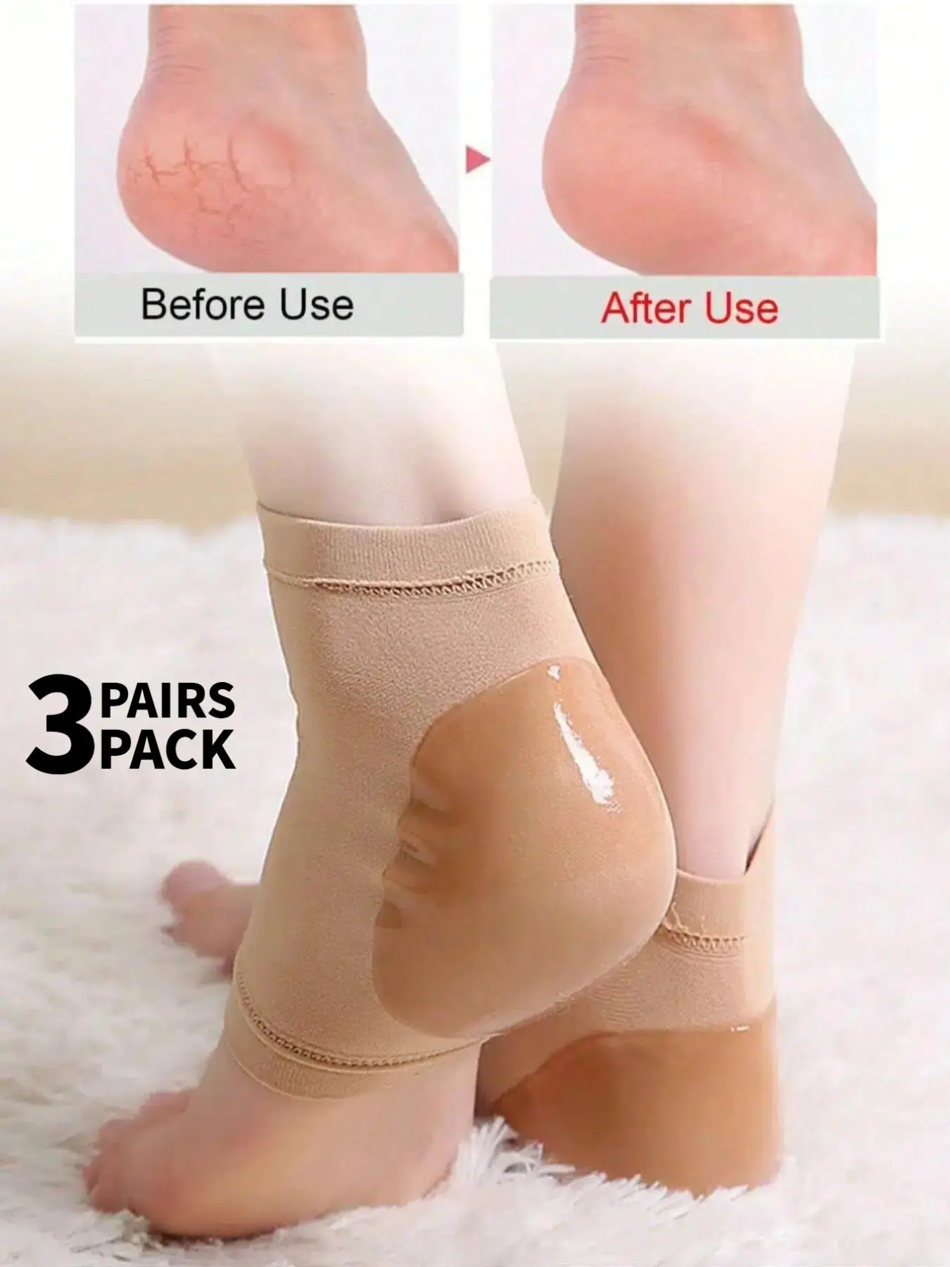 3 Heel Moisturizing Hydrating Sleeves Heel Skin Moisturizing Sleeves Exfoliating and Softening Heel Sleeves Heel Support Sleeves for Women and Men Hydrate Intensive Foot Care Foot Care Product