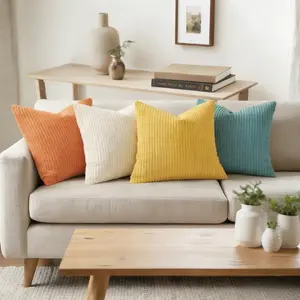 2pcs Boho Throw Pillow Covers, Corduroy Striped Cushion Case, Home Textile Decorative Pillow Cover For Farmhouse Living Room Bedroom Couch Sofa, Home Decor Room Decor Party Decor Double-Sided Designs No Pillow Insert 12x20/16x16/18x18/20x20 Inch