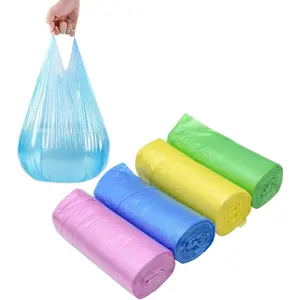 4 GALLON Bathroom Trash Bags, 4 Rolls/100 Counts Small HANDLES Garbage Bags for Office, Bathroom Wastebasket  Bin Colorful Portable Rubbish Bags (100)