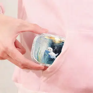 Tile Underwater Fish-Holding Otter Printed Retainer Box, Portable Sealed Denture Storage Box, Student Portable Orthodontic Retainer Case, Waterproof Scratch-Resistant Invisible Braces Storage Box