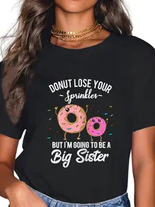 100% Cotton I'm Going to Be a Big Sister Baby Announcement Donut Reveal T-Shirt