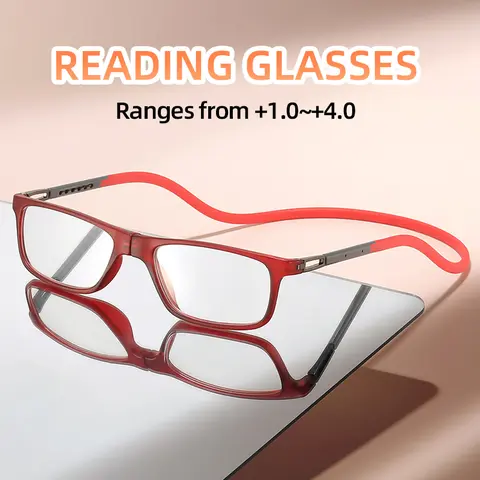 Elegant Foldable Reading Glasses with Magnetic Neck Strap, Lightweight PC Frame for Office & Gaming, Available +100 to +400 Strengths, Reading Eyeglasses, Lightweight Durable Glasses, High Quality Eyewear