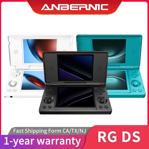ANBERNIC RG-DS Handheld Game Console, 3+32GB Android 14 Retro Dual-Screen Portable Pocket Arcade, 4000mAh Battery, WiFi, Bluetooth, HD Output, Turquoise Blue, Cool Gadgets for Mobile Gaming, Modern High Capacity Handheld Games Consoles