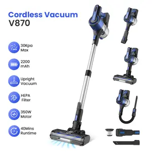 Cordless Vacuum Cleaner, 30Kpa Rechargeable Stick Vacuum with 350W Brushless Motor, Up to 40 Runtime, 8 in 1 Lightweight Vacuum Cleaners for Home Hard Floor Hardwoods