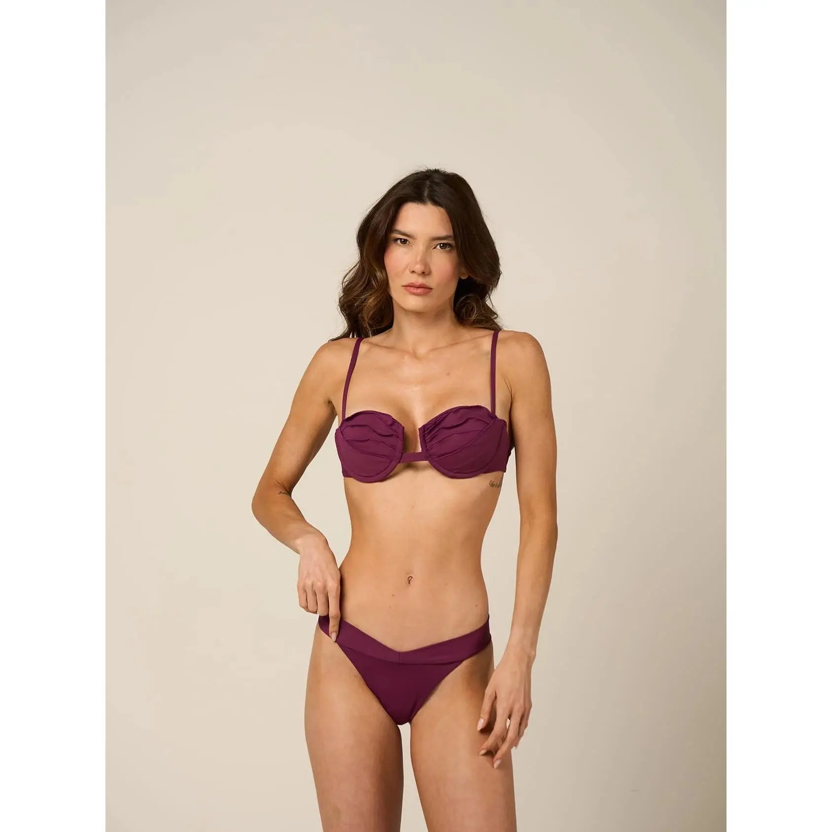 Structured Pleated Bikini – Berry Purple | Designer Brazilian Swimwear