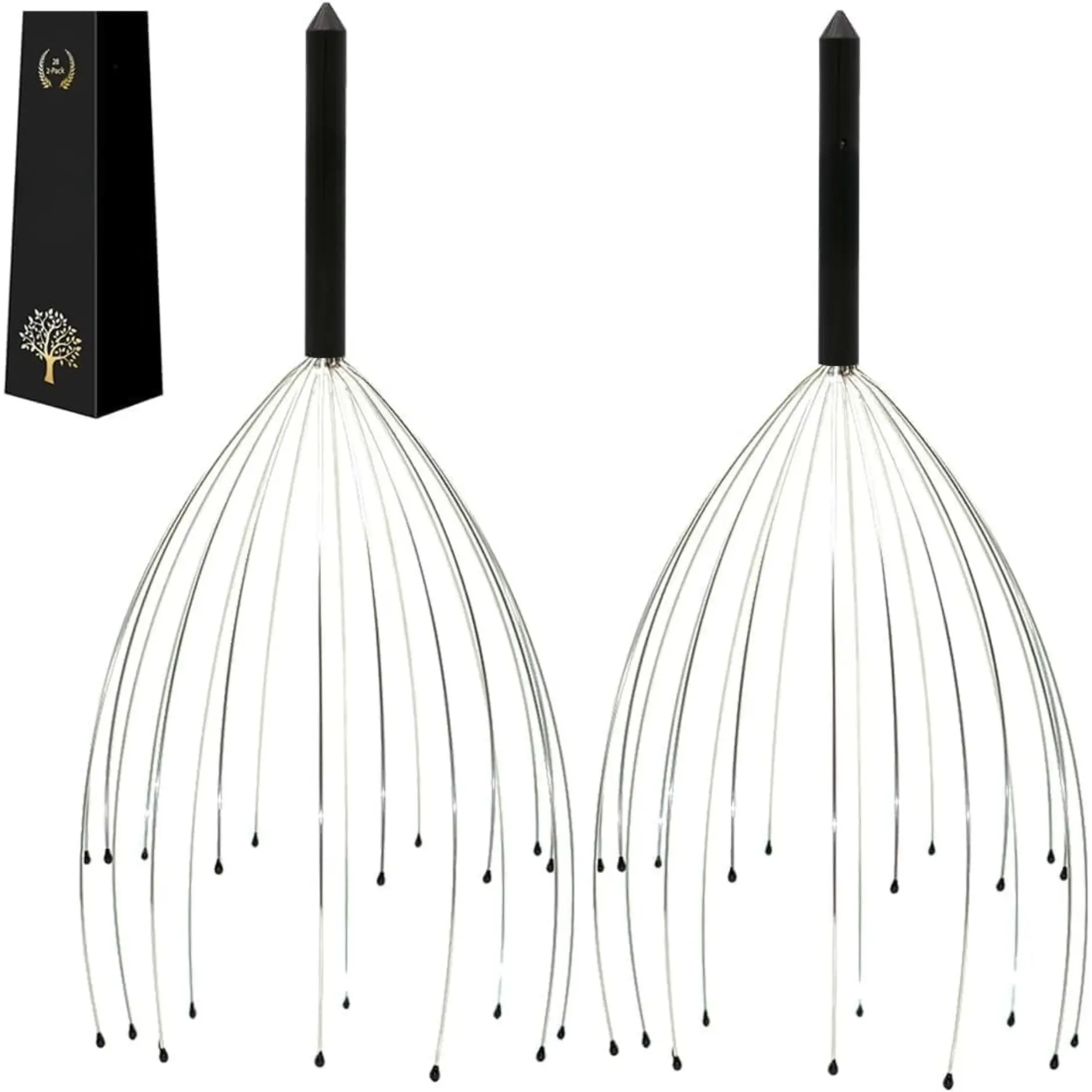 20 Finger Scalp Massager 2 Pack, Head Scratcher Massage Tool for Head & Body Relaxation, Black