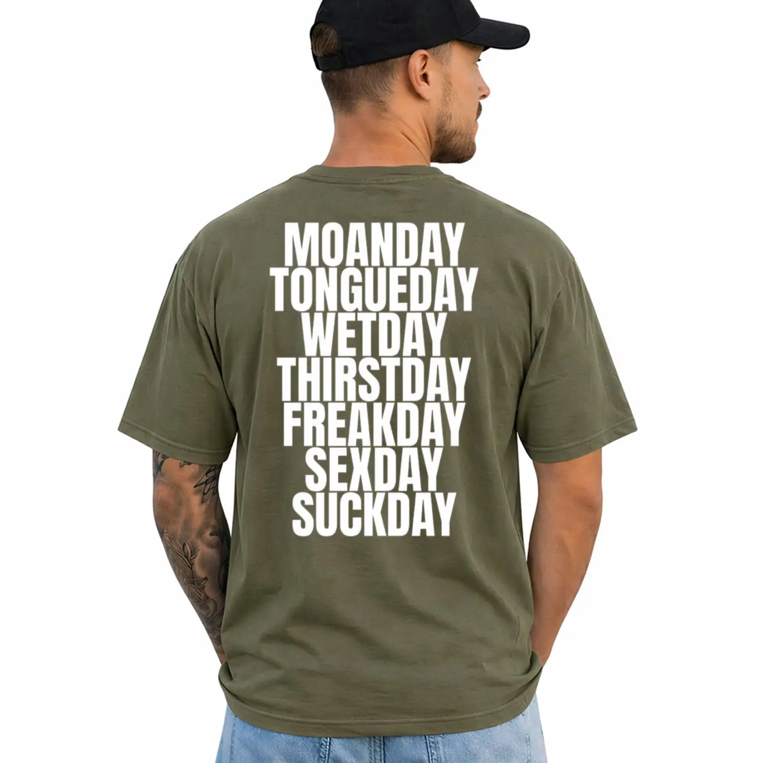 Funny Weekday ,Short Sleeve Printed Graphic Shirt, Daily Menswear