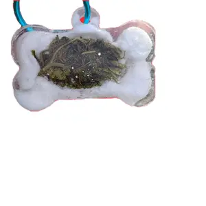 “Real Bud in Resin | Dog Bone Keepsake Tag | Pet Loss Gift”THC Free, visual purposes only