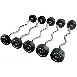 French Fitness EZ Curl Urethane Barbell Bar Set of 5 (25-65 lbs) (New)