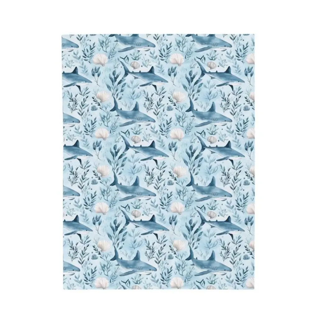 Shark Blanket |   Ocean Themed Blanket |   Cute Shark Blanket for Toddlers |   Shark Decor for Kids Bedroom |   Ocean Lover Blanket Gift |   Sea Life  It is an excellent gift for children, family and friends Suitable as a gift sizes 60*80,30*40(baby ),40*