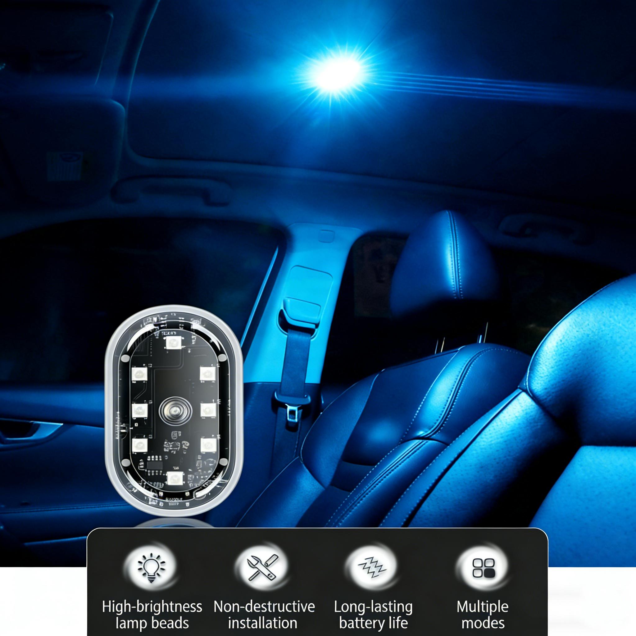 2Pcs RGB Led Car Light with Remote, USB Rechargeable 8Colors Wireless Motorcycle Flash Light Warning Lights for Bike Car Multifunctional, Waterproof Car Interior Decoration Light - Car Lighting Accessories