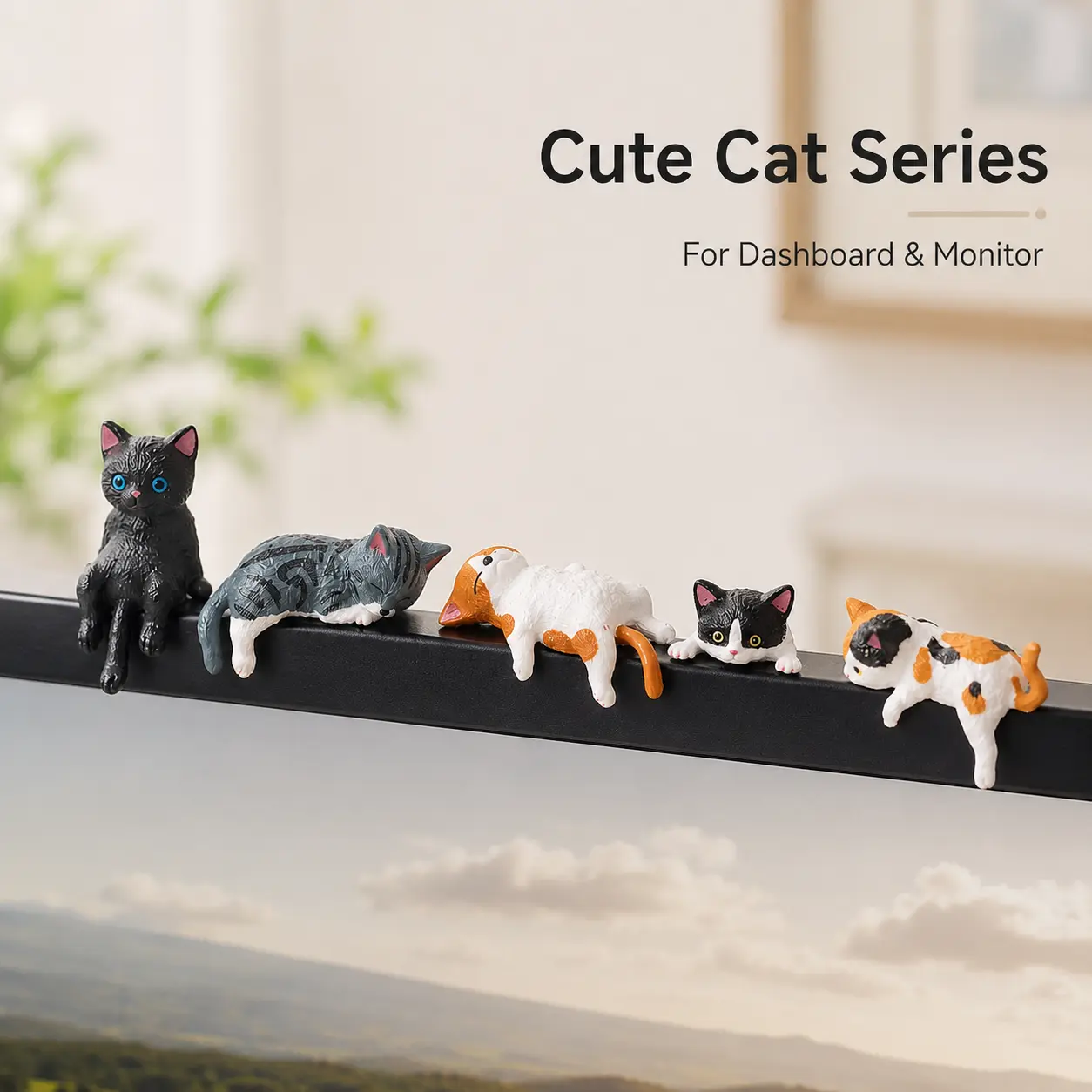 2026 Mini Cat Desk Figurines Set of 5 Resin Multi Pose Kitty Ornaments Cute Cartoon Style Desk Companions for Home Offices Cubicles Playful Charming Desktop Decoration,dorm essentials - MM2