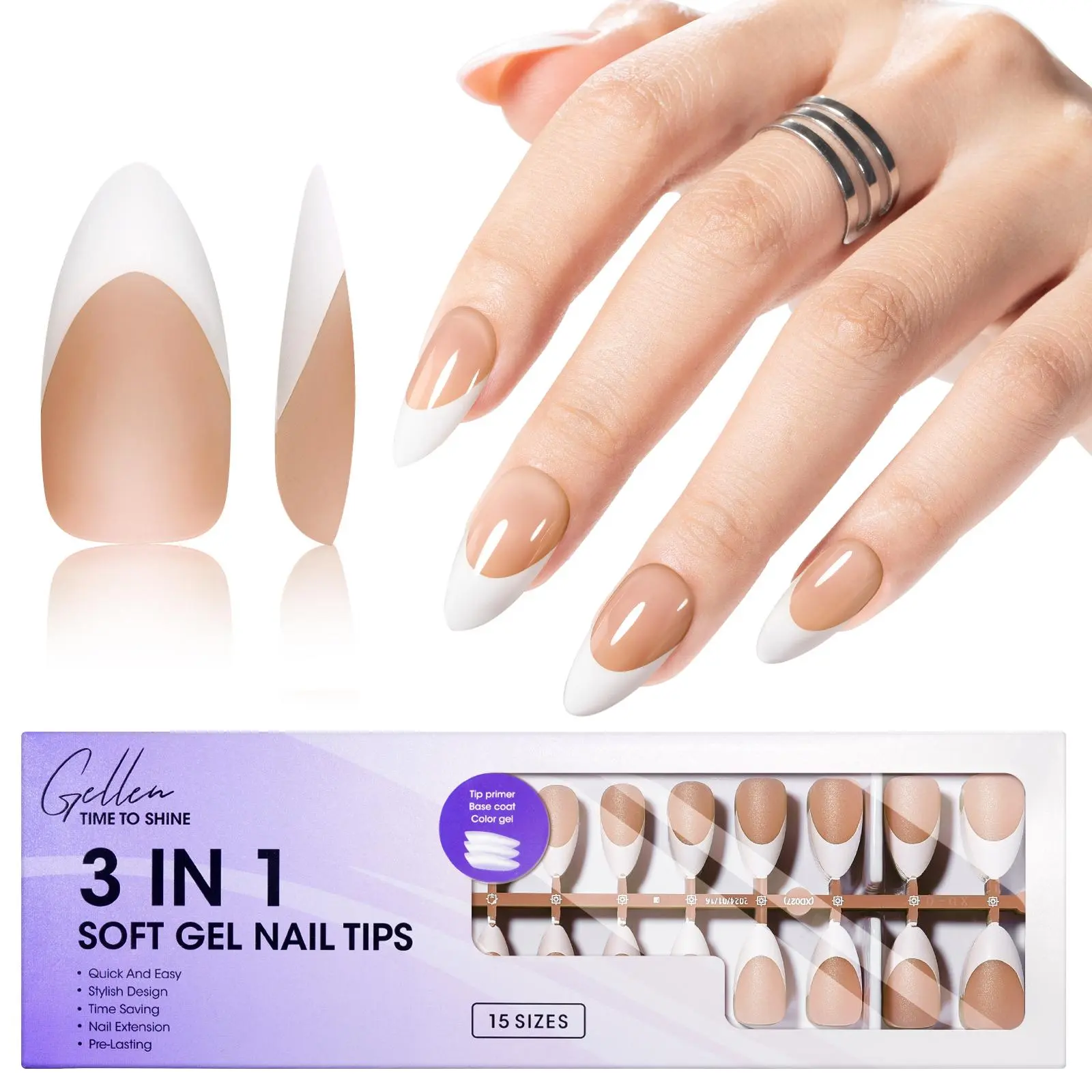 Nude Brown Almond Nail Tips
