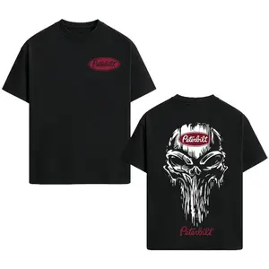 Peterbilt Skull T-Shirt, Grunge Graphic Design, Trucking Culture Tee, For Diesel Lovers & Truckers, Gift for Long Haul Drivers