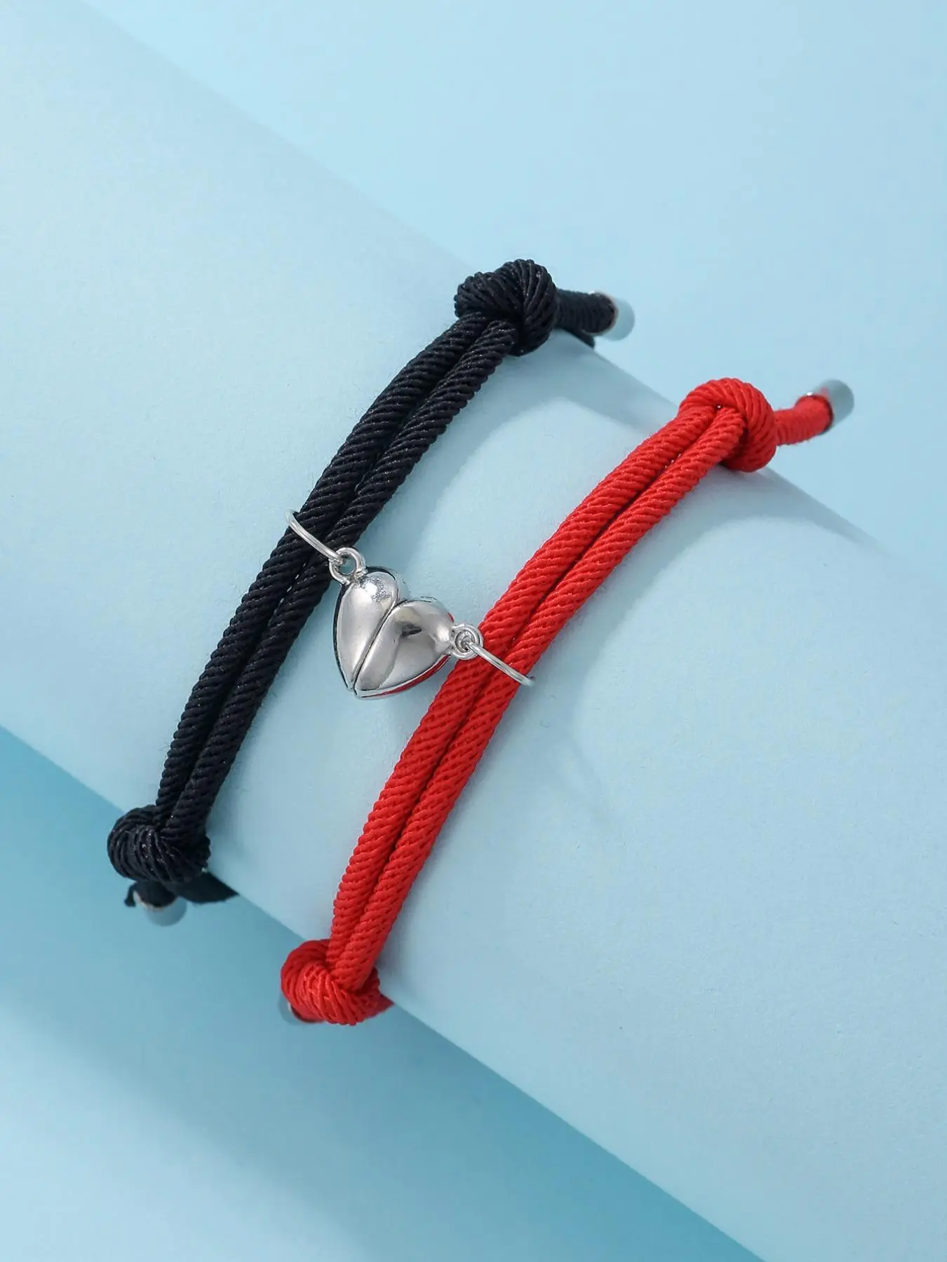Summer Heart Magnetic Bracelet, Adjustable Bracelet, Heart Design Bracelet, Couple Bracelets, Matching Heart Bracelets, Heart Shaped Bracelet for Women & Men, Jewelry Accessories for Party & Daily Wear, Jewelry for Couples' Birthday Gift