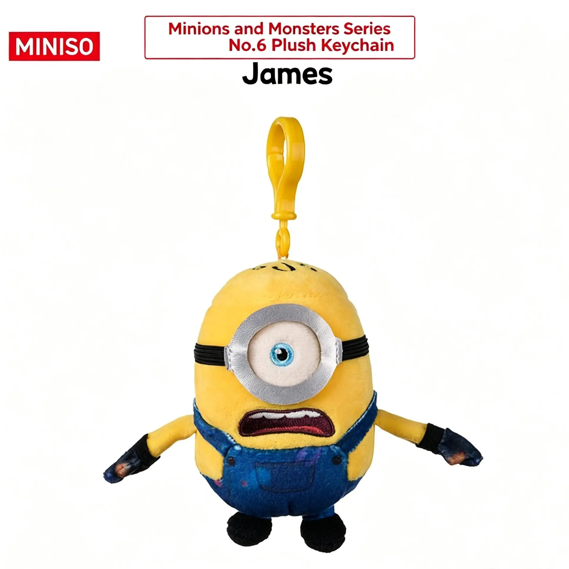 MINISO Official Licensed Minions Big Monster No.6 Plush Keyring, Soft Fluffy Stuffed Key Pendant, Cartoon Movie Character Bag Accessory, Collectible Toy Gift summerwins