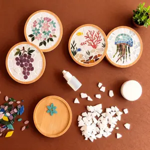 Handmade DIY bamboo creative mosaic coasters, pot mats, coffee mats, water cup mats, clay handmade puzzles