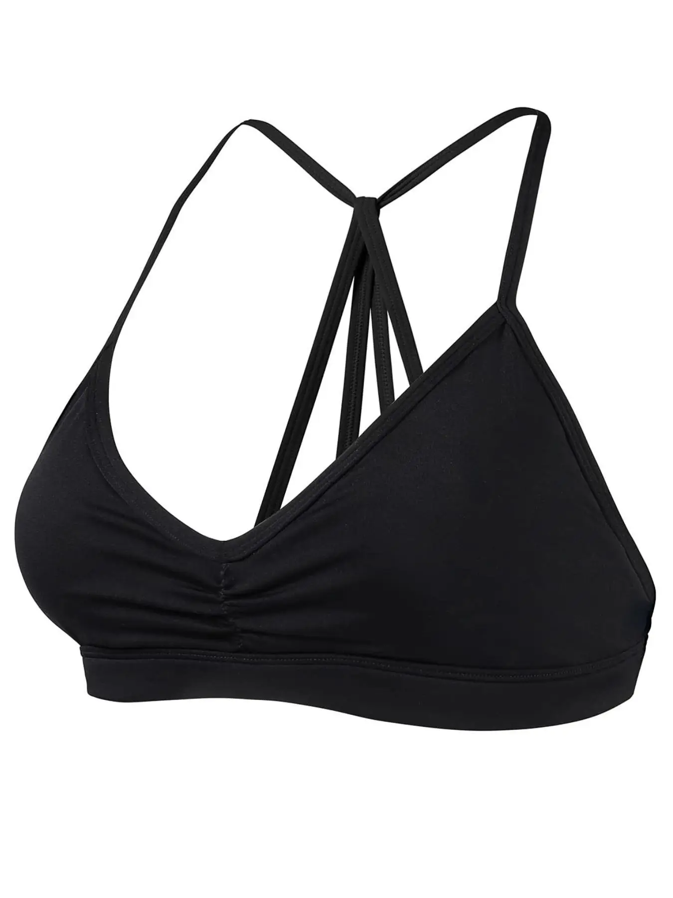 Women's Plain Ruched Padded Wireless Sports Bra, Solid Breathable Comfortable Bra, Women's Sport & Outdoor Clothing for Indoor Outdoor Wear