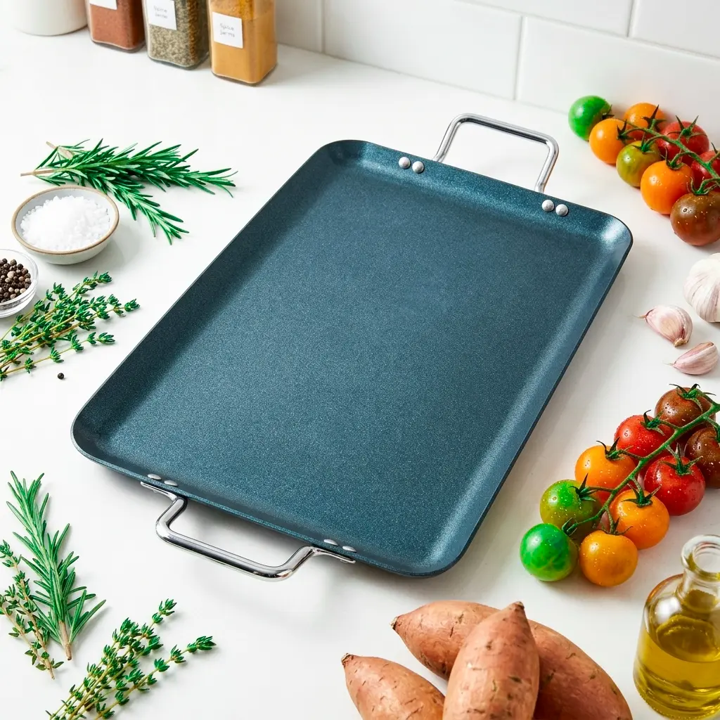 20"x11" Griddle /Comal For Indoor And Outdoor Cooking, Non Toxic Nonstick Flat Surface, Gas And Grill Stove Compatible, Perfect for Healthy Cooking, Parties & Camping