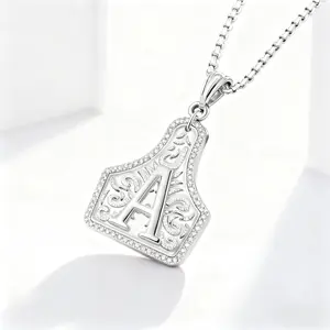 Handmade CowTag Initial Necklace Two-Toned Letter Pendant Adjustable 20 Inch Chain Western Jewelry Gift for Men Women