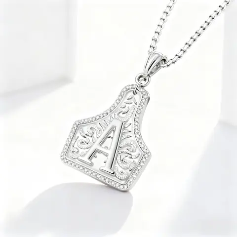 Handmade CowTag Initial Necklace Two-Toned Letter Pendant Adjustable 20 Inch Chain Western Jewelry Gift for Men Women