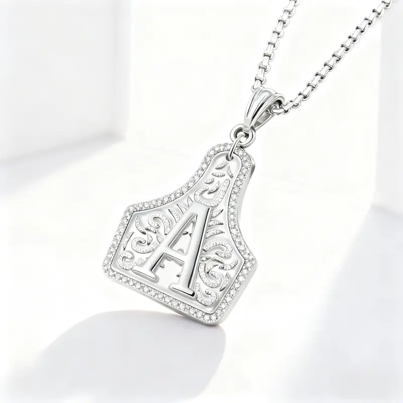 Handmade CowTag Initial Necklace Two-Toned Letter Pendant Adjustable 20 Inch Chain Western Jewelry Gift for Men Women