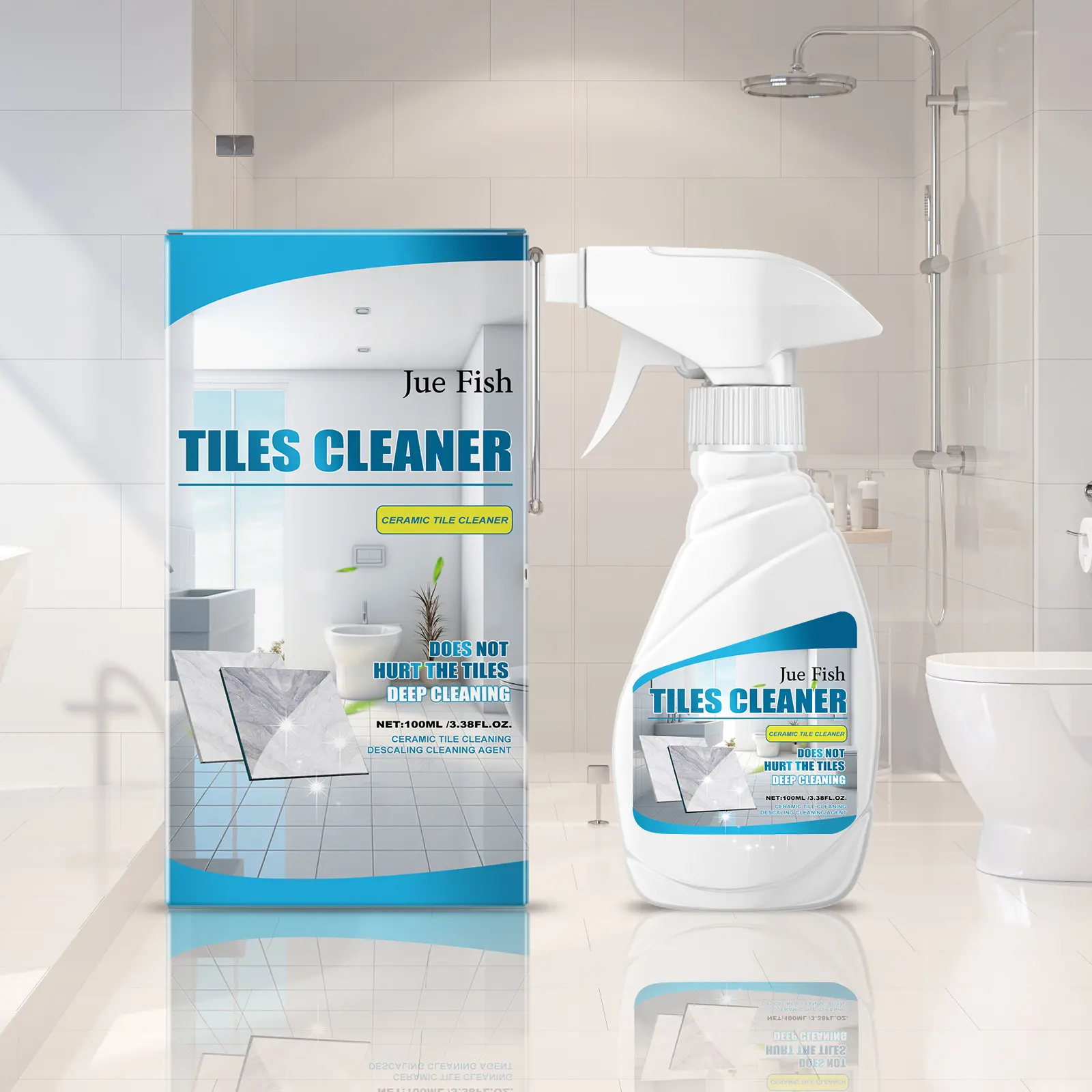 100ml Multifunctional Liquid 3-in-1 Household Tile & Grout Powerful Cleaner Spray, New Formula - Removes Hard Water Stains, Mold - For Bathroom Clean, Kitchen Backsplash
