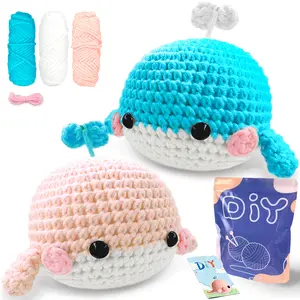 Beginner-Friendly Crochet Set, Upgrade Your Craft Skills, Easy Yarn Starter Set, 2 Whale Designs, Includes Materials & Teaching Videos, Crochet Kit
