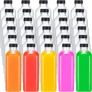 30 count 33 oz Plastic Juice Bottles with Caps Bulk, Clear Empty Juice Bottles with ,  Beverage Containers for Freezer, Fridge, Milk, Smoothies, Drinking Beverages (Black)