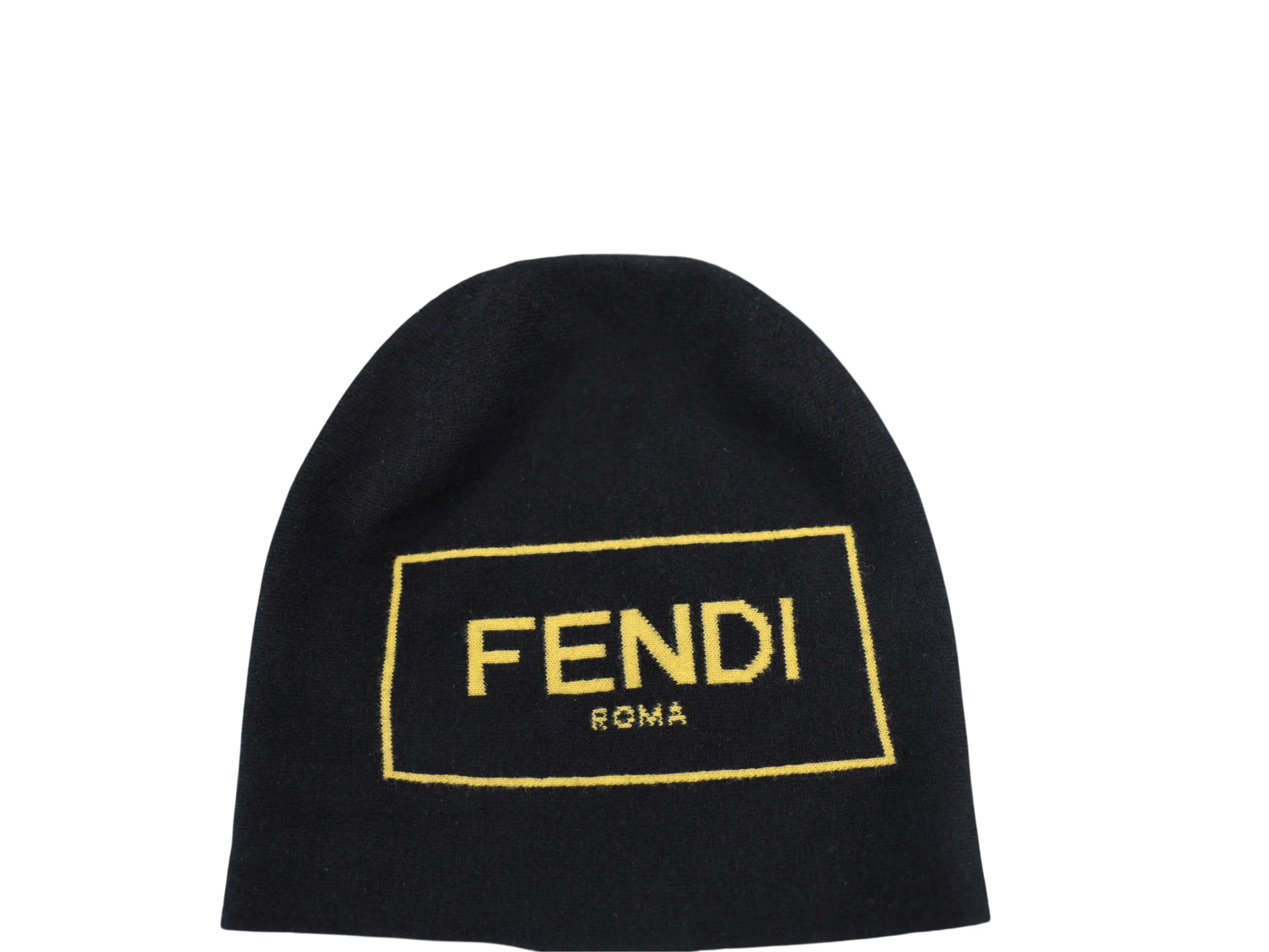 Pre-owned FENDI WOOL Bag Accessories ROMA BEANIE IN BLACK AND CASHMERE BLEND