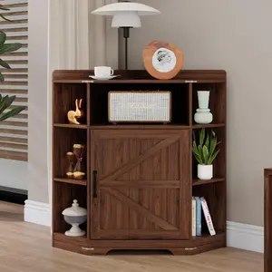 Bellemave  Corner Cabinet, Corner Storage Shelf with USB Ports and Outlets Industrial Organizer for Small Space Wooden 6-Cubby Bookshelf for Study, Playroom