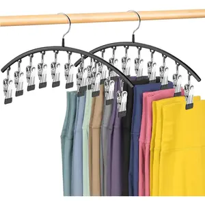 Legging Organizer for Closet,Leggings Hangers for Closet Pants Hangers w/10 Clips, Space Saving Hangers Closet Organizers and Storage for Pants Skirts Scarf Legging