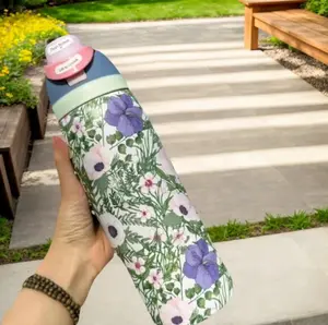 32oz Floral Stainless Steel Insulated Tumbler with Straw, Leakproof Vacuum Travel Mug for Coffee, Water & Iced Drinks