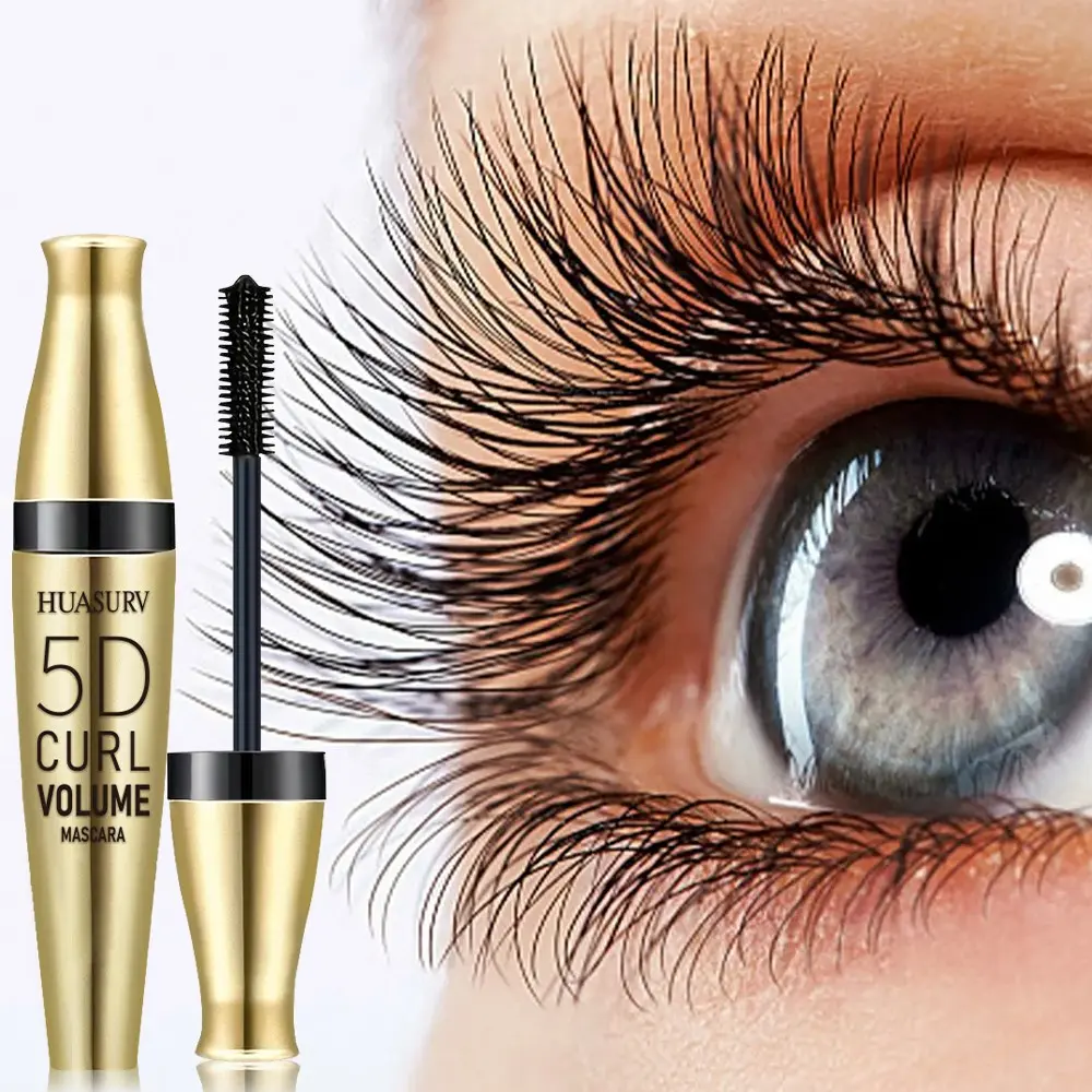 Huasurv 5D Volumizing Eyelash Mascara, Natural Long-Lasting Lash Curling, Lightweight Smudge-Proof Formula, No Clumping, Durable Makeup, Voluminous Mascara, Volume Lash