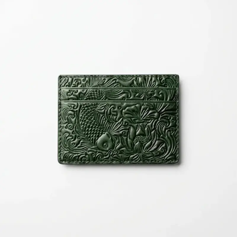 Premium Koi Fish Embossed Durable Leather Bifold Wallet - RFID Blocker, Minimalist Modern Card Holder, Cash Organizer, Men's Gift Idea