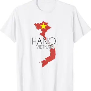 Hanoi Outline Vietnam Flag T-Shirt for Men - Classic Menswear Top