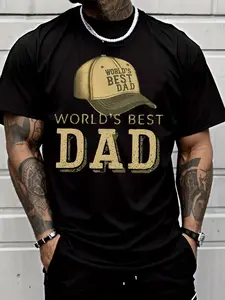 Men's Casual Classic Short-Sleeve T-Shirt, "World's Best Dad" Cap Print