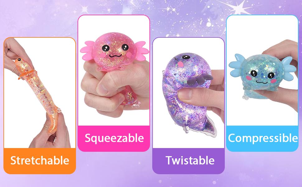 2026 New Axolotl Squishy Toy, Medium Squishy Axolotl Squeeze Toy, Soft Slow Rising Stress Relief Toy, Sensory Fidget Toys Squishy for Anxiety for Kids Youth Adults