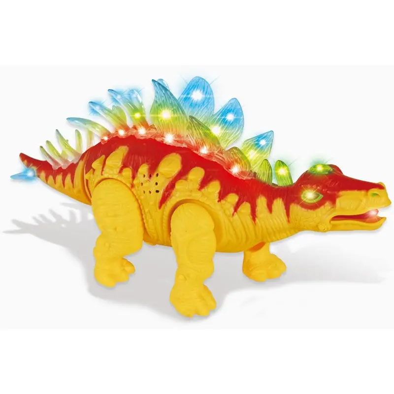 Electronic Walking Stegosaurus Jurassic Dinosaur Toy Figure for Toddlers w/Sounds, Tail Swing Action & Lights Dino Gift for Kids Boys Girls