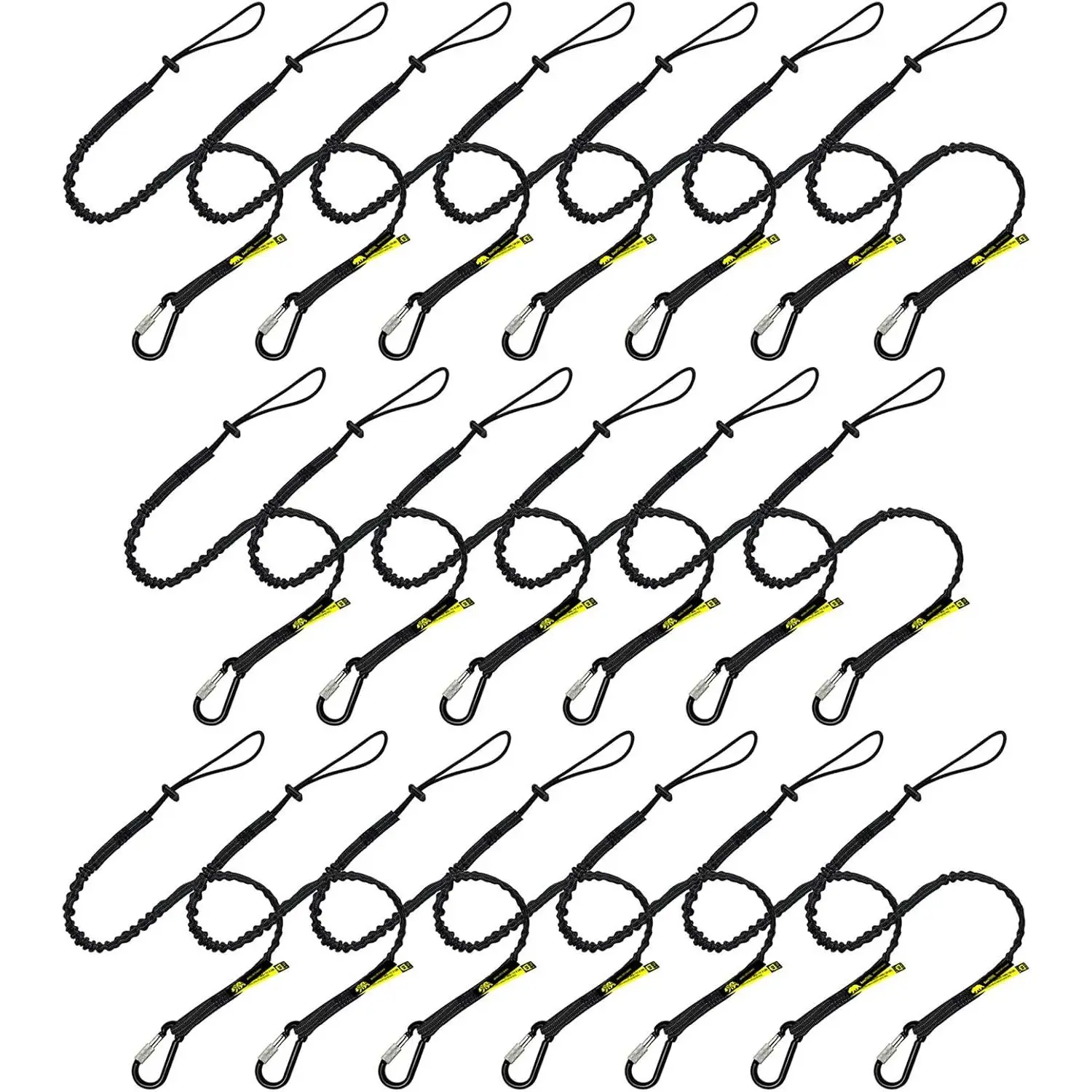 Tool Lanyard with Single Carabiner and Loop End Standard Length 8KG Weight Limit Screw Lock Carabiner Shock Cord Stopper 09220S 20 Pack