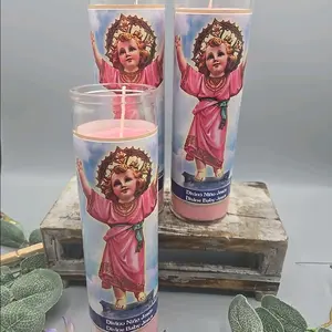 Divine Baby Jesus 8" Veladora Con Oración Religiosa Altar Wiccan Votive Imagénea