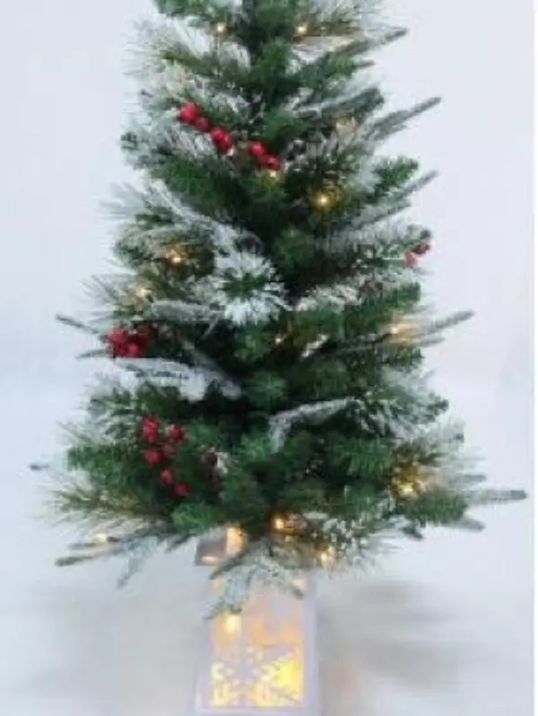 【GARVEE】Plastic, Iron Christmas Tree-3Ft Imitation Fiber Optic Light Flocking Tree