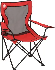 Coleman Broadband Mesh Quad Camping Chair - With Carry Bag, Cup Holder, Cooling Mesh Back, Adjustable Arms - Ideal for Camping, Tailgating, Patio