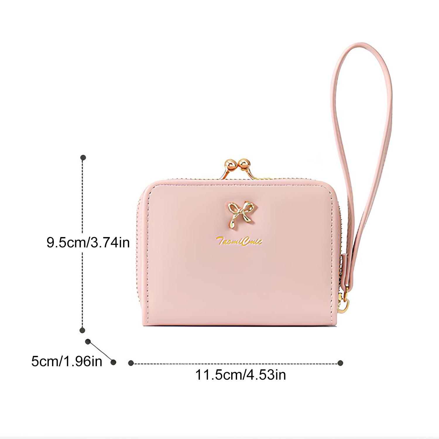 Cute Bow Mini Wallet with Zipper, Card Slots & Coin Pocket, Wrist Strap, Compact & Travel Friendly for Everyday Carry, Bags, Travel, Errands, Dates