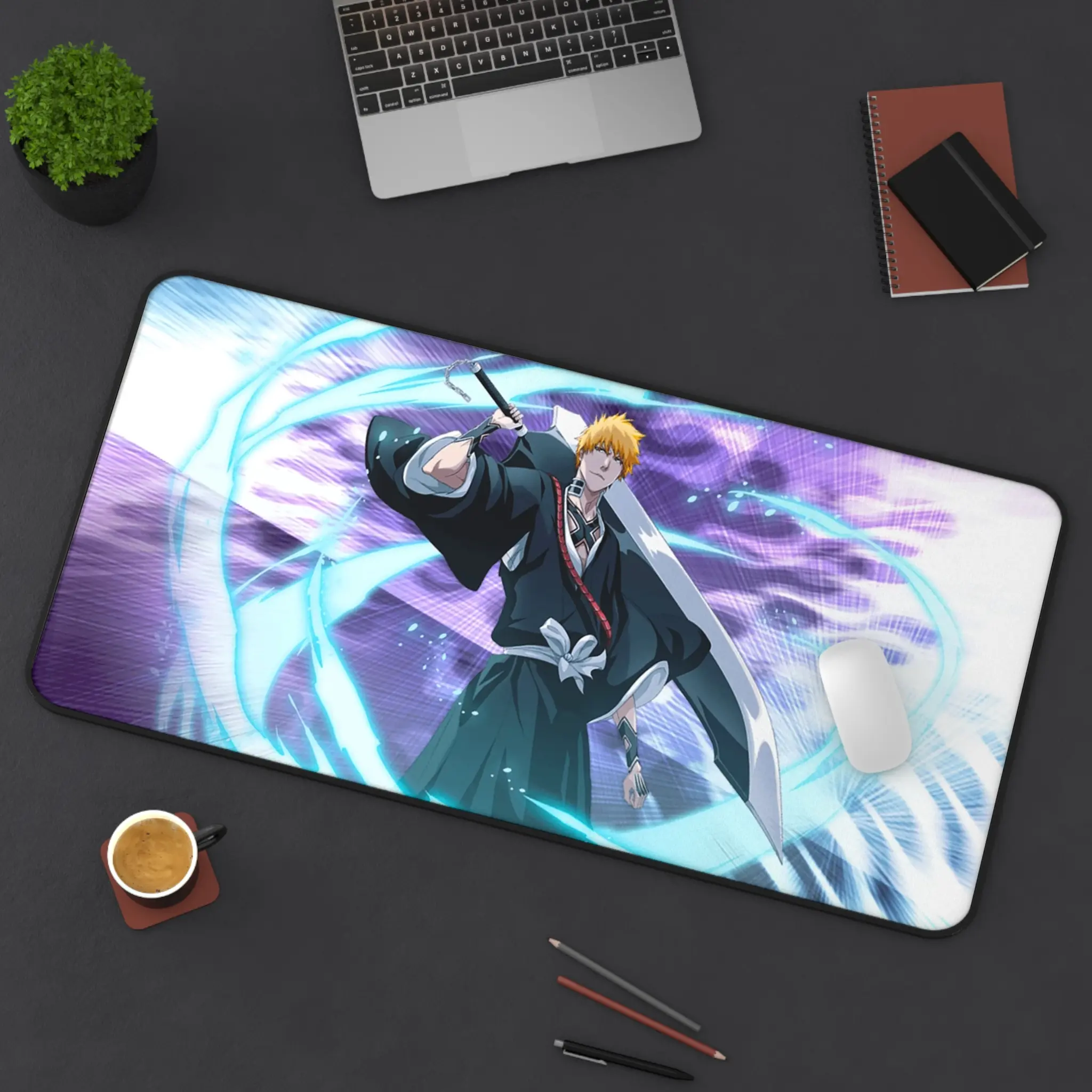 Anime Mouse Pad XXL – Ichigo Kurosaki Power Design | Smooth Surface, Anti-Slip Rubber Base, Extended Gaming Desk Mat | Inspired by Bleach
