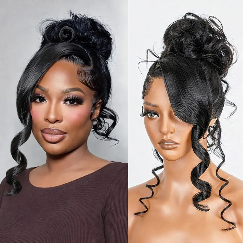 Black Women's 360 Full HD Lace Frontal Brazilian Body Wave Wig, 32in Glueless Pre-Plucked with Baby Hair, 180% Density Invisible HD Lace Casual Human Hair Wig for High Ponytails SummerVibes, Brazilian Wig