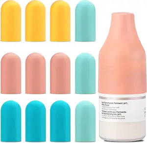 12 Pack Silicone Bottle Covers Travel Essentials for Women Men Elastic Sleeves for Leak Proofing Beach Vacation Cruise Essentials 2025 Colorful Airplane Travels Accessories