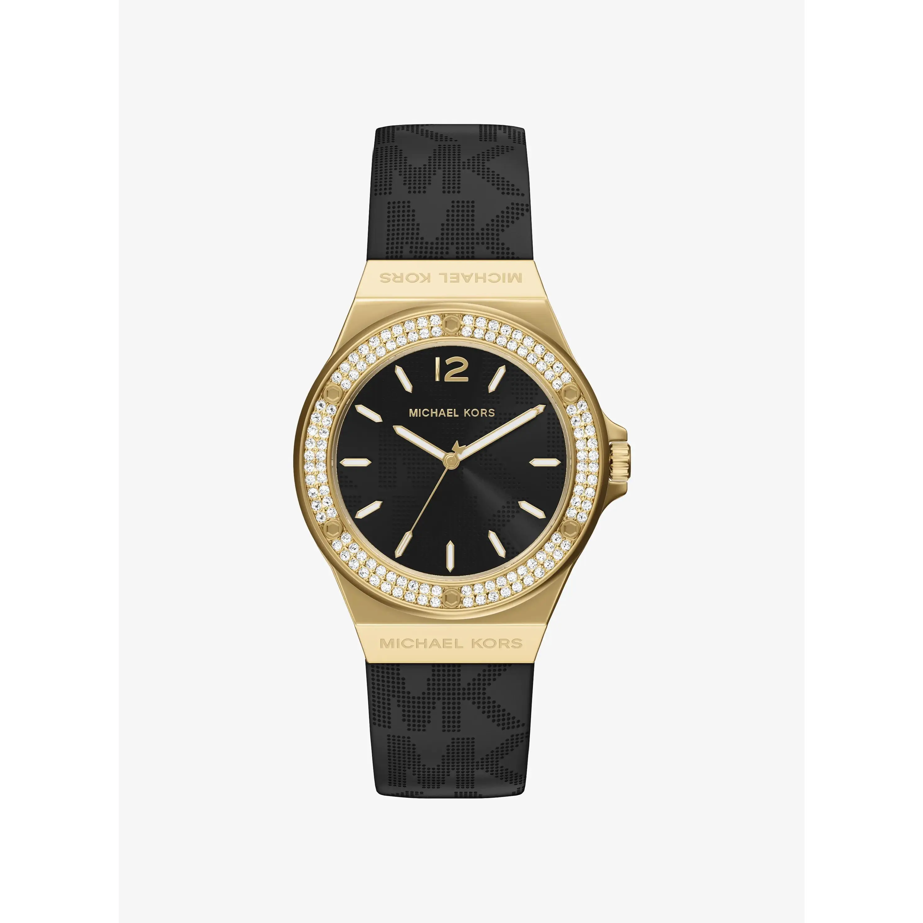 Lennox Pavé Gold-Tone and Logo Strap Watch
